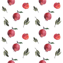 Watercolor pomegranate seamless pattern