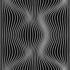 Black and white abstract line wave seamless pattern. Texture with wavy, billowy lines for your designs. Vector illustration.