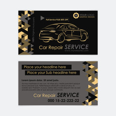 Automotive Service business card template. Car diagnostics and transport repair. Create your own business cards. Mockup Vector illustration.