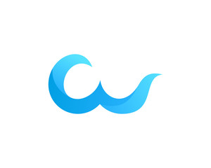 Initial Letter W Wave Logo Design Element