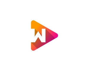 Initial Letter W Play Media Logo Design Element