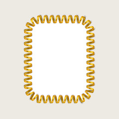 Vintage gold wood photo frame on white background