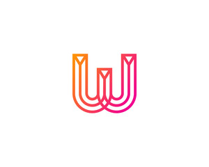 Initial Letter W Outline Logo Design Element