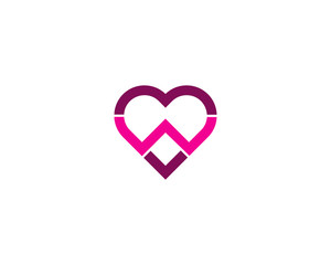 Initial Letter W Love Logo Design Element