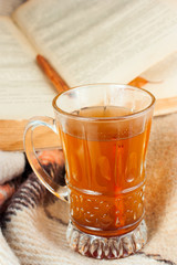 Honey sbiten, the traditional Russian drink, selective focus