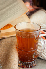 Honey sbiten, the traditional Russian drink, selective focus
