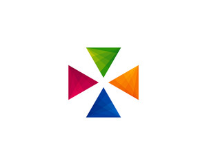 Initial Letter X Color Triangle Logo Design Element