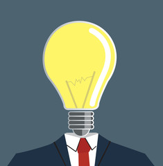 Businessman with light bulb head vector. 