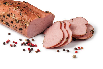 tasty ham isolated on white