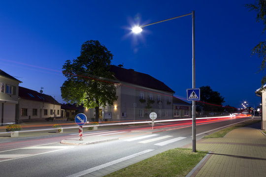 Safety Pedestrian Crossing At Night