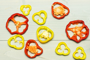set of colorful pepper rings