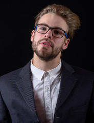 business man in black suit