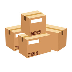 Set of cardboard boxes