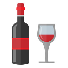 Wine bottle with red top and glass