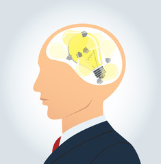 Businessman thinking with light bulb icon. concept of thinking 