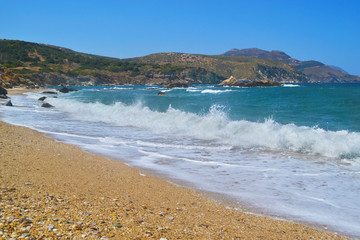 wavy Aegean sea at North Euboea Greece