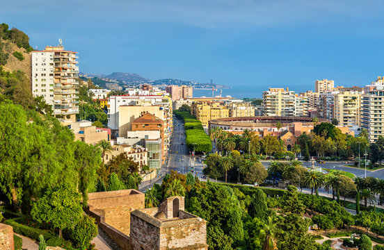 View of Malaga with la Malagueta Bullring. Spain