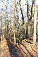 Obraz premium woman walking in woods