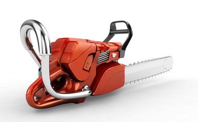 Chainsaw gasoline benzene power motor. 3D rendering