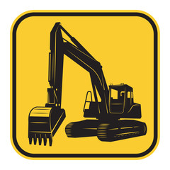 Excavator abstract emblem, vector