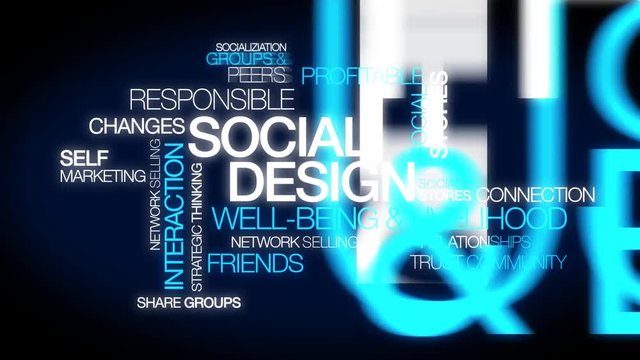 Social design words tag cloud text well-being  livelihood responsible economic development 