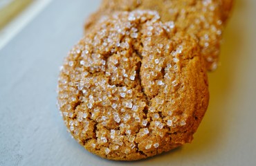 Ginger snap cookies with sparkling crystallized sugar