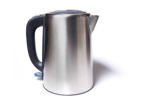 Steel electric kettle isolated on white background