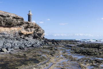 Lighthouse on Fuerteventura Canary Islands called Faro de Toston.