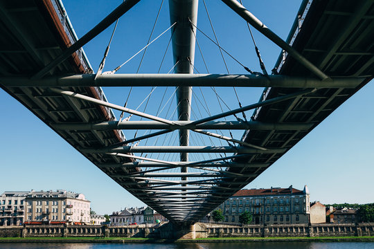 Fototapeta Modern pedestrian bridge in Europe
