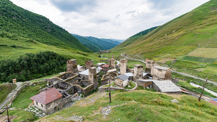Ushguli, Georgia - August 2, 2015: The village of Ushguli, Upper Svaneti, Georgia, Europe