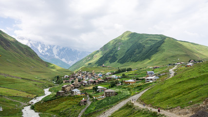 Ushguli, Georgia - August 2, 2015: The village of Ushguli, Upper Svaneti, Georgia, Europe