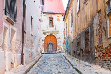 Old paving street in Bratislava, Slovakia