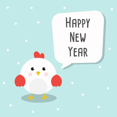 Chinese New Year 2017 Cards with Cute chicken and bubble speech Vector Illustration.