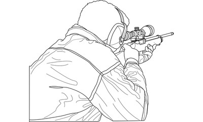 Man Aiming Rifle Gun With Ear Muffs