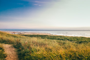 Fototapeta na wymiar sea netherlands sand lighthouse
