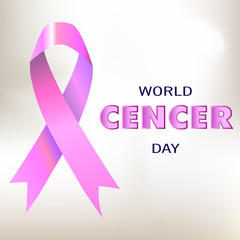 World cancer day vector illustration banner card with ribbon