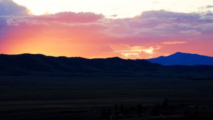 Sunset over the Snowy Range Mountains near Laramie, Wyoming.