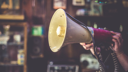 Antique red and white Megaphone. (vintage style)