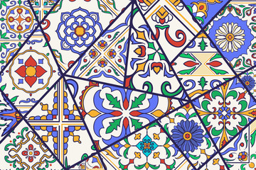 Vector decorative background. Mosaic patchwork pattern for design and fashion