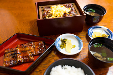 Roasted eel rice bowl in Japanese restaurant