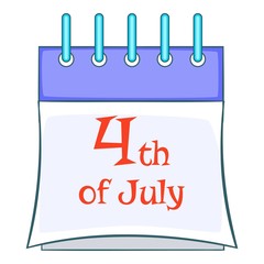 Independence day calendar icon, cartoon style