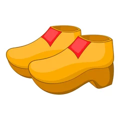 Foto op Canvas Wooden shoe icon, cartoon style © ylivdesign