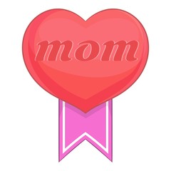 Mothers Day heart icon, cartoon style