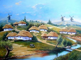 Ukrainian village,oil paintings