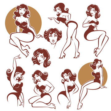 pinup girls, vector collection