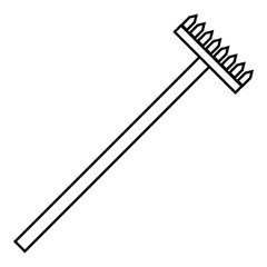 Big rake icon, outline style