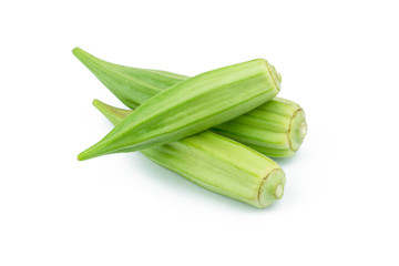 Fresh young okra isolated on white background