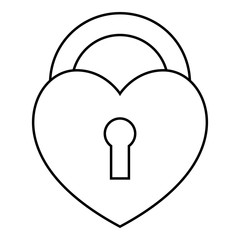 Heart lock icon, outline style