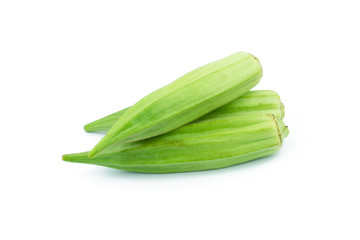 Fresh young okra isolated on white background