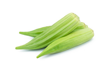 Fresh young okra isolated on white background